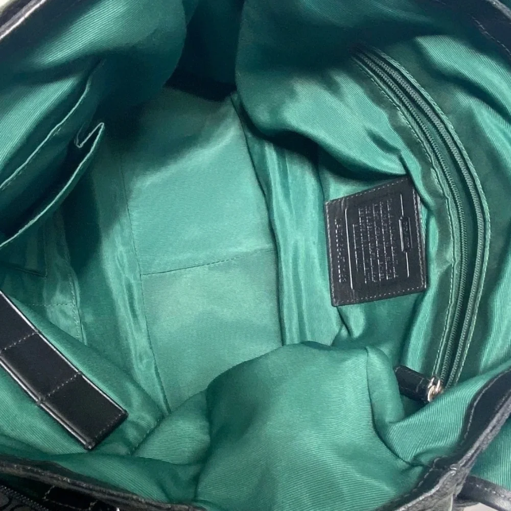 Authentic Black/ Teal Coach Signature C Unisex Messenger/satchel Bag